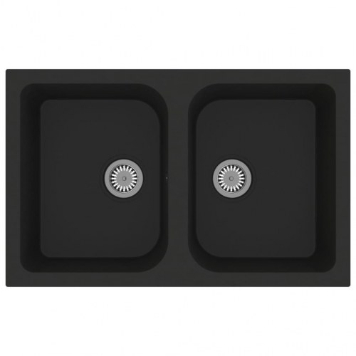 Køkkenvask sort 760x480x184 mm granit