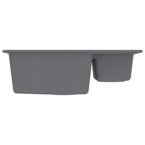 Dobbelt køkkenvask med overløbshul granit grå