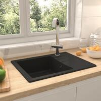 Køkkenvask med overløbshul oval granit sort