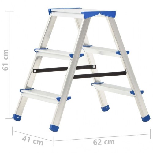 Dobbeltsidet trappestige 3 trin 67 cm aluminium