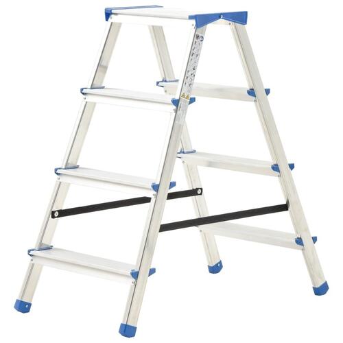 Dobbeltsidet trappestige 4 trin 90 cm aluminium