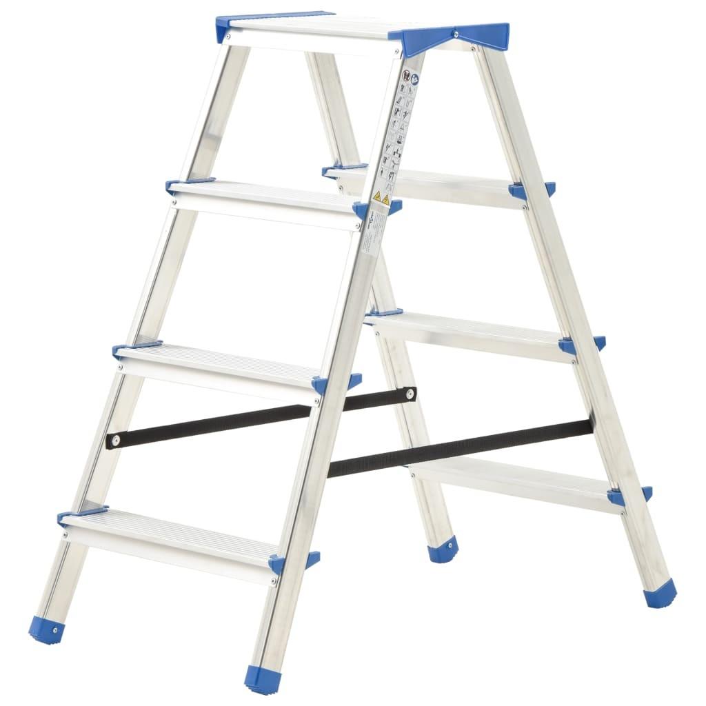 Dobbeltsidet trappestige 4 trin 90 cm aluminium