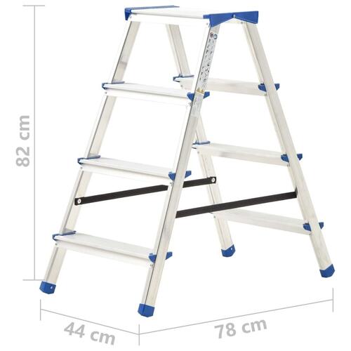 Dobbeltsidet trappestige 4 trin 90 cm aluminium