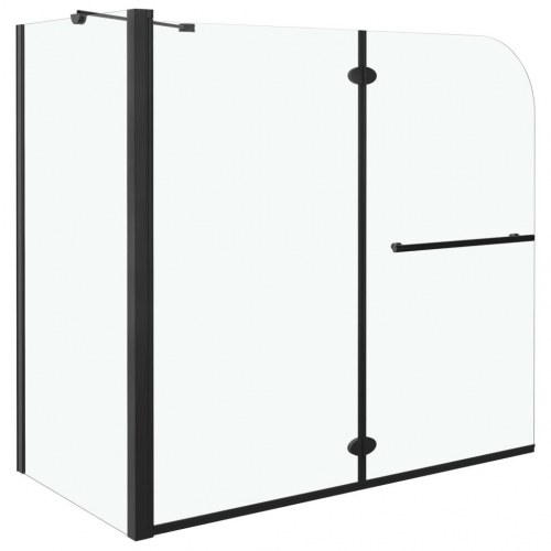 Foldbar brusevæg 120x68x130 cm sikkerhedsglas sort