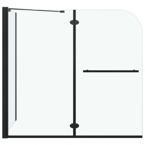 Foldbar brusevæg 120x68x130 cm sikkerhedsglas sort