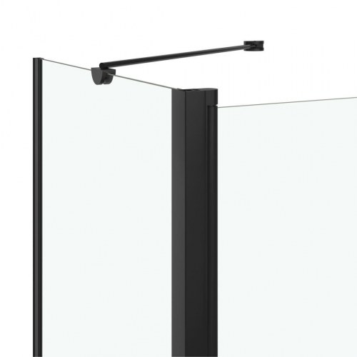 Foldbar brusevæg 120x68x130 cm sikkerhedsglas sort