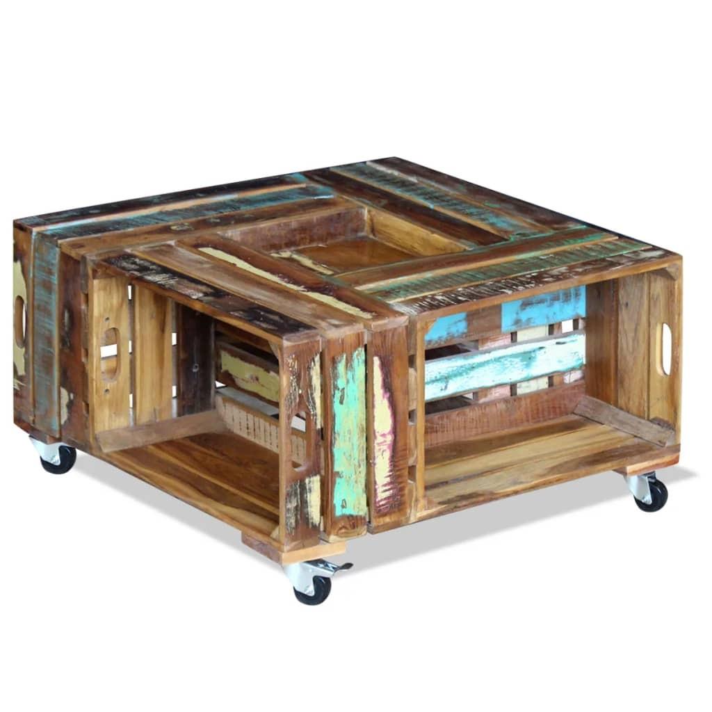 Sofabord 70x70x35 Cm Massivt Genbrugstræ