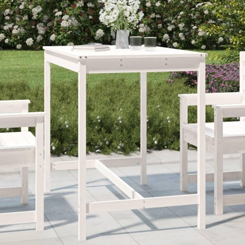 Havebord i massivt fyrretræ - hvid, 121 × 82,5 × 110 cm