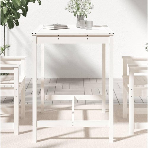 Havebord i massivt fyrretræ - hvid, 121 × 82,5 × 110 cm