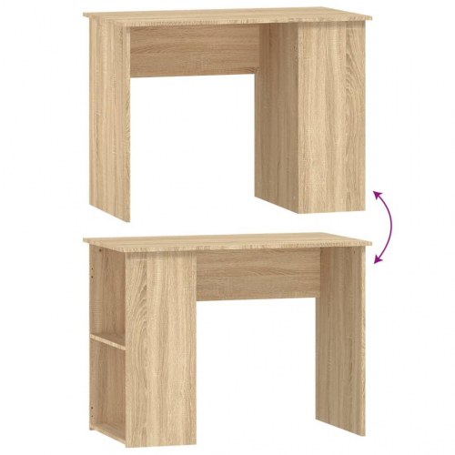 Skrivebord 100×55×75 cm i konstrueret træ - sonoma-eg, med hylder