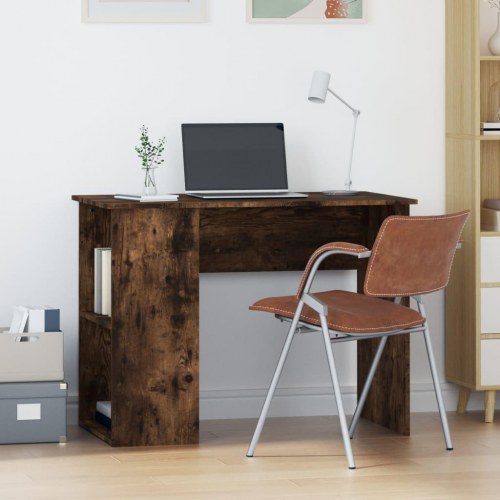 Skrivebord med hylder 100 × 55 × 75 cm - røget egetræsfarve