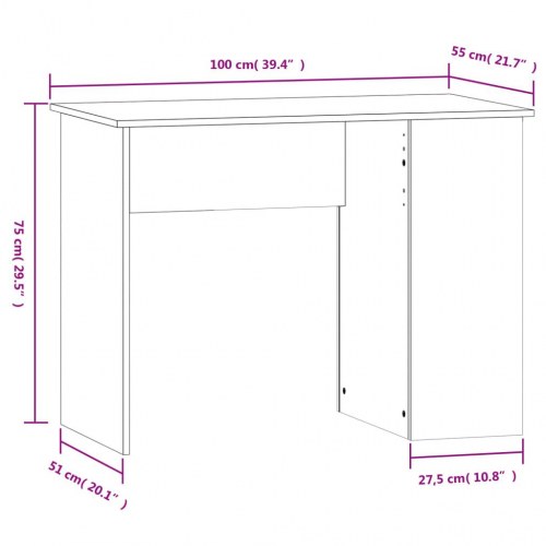 Skrivebord med hylder 100 × 55 × 75 cm - røget egetræsfarve