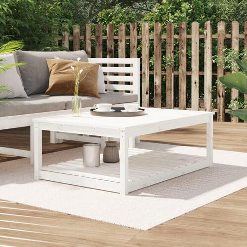 Havebord 121x82,5x45 cm massivt fyrretræ hvid