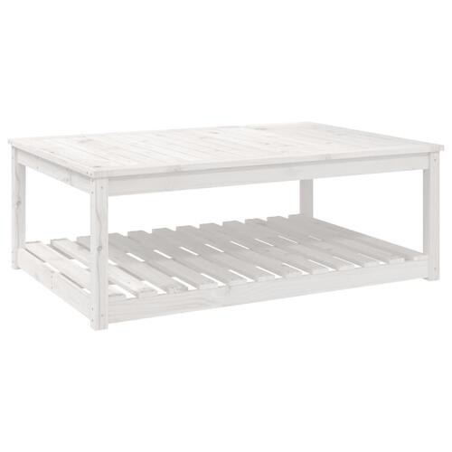 Havebord 121x82,5x45 cm massivt fyrretræ hvid