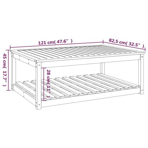 Havebord 121x82,5x45 cm massivt fyrretræ hvid