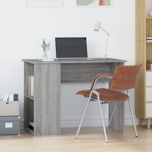 Skrivebord 100×55×75 cm - konstrueret træ i grå sonoma-eg med hylder