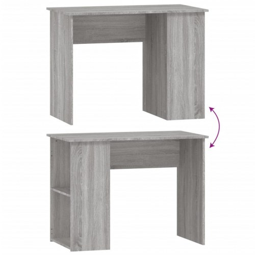 Skrivebord 100×55×75 cm - konstrueret træ i grå sonoma-eg med hylder