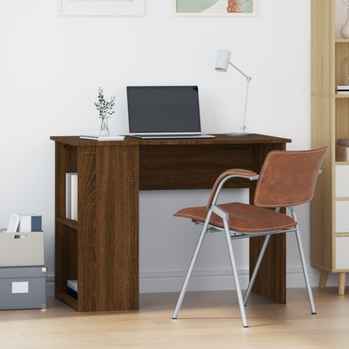 Skrivebord med hylder 100×55×75 cm - brun egetræsfarve
