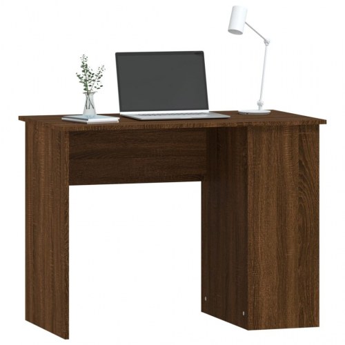 Skrivebord med hylder 100×55×75 cm - brun egetræsfarve