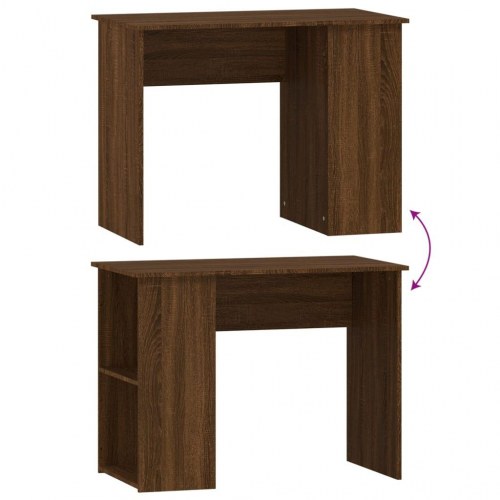 Skrivebord med hylder 100×55×75 cm - brun egetræsfarve