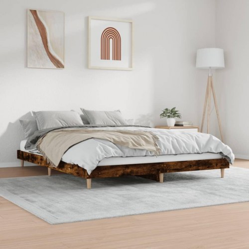Sengeramme 200 x 200 cm i konstrueret træ - røget eg
