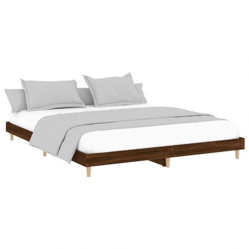 Sengeramme 200x200 cm i konstrueret træ - brun eg