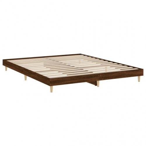 Sengeramme 200x200 cm i konstrueret træ - brun eg