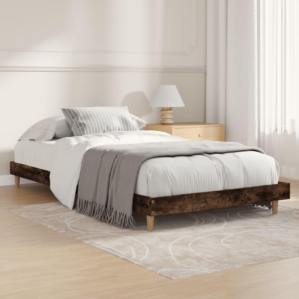 Sengeramme 90x200 cm uden madras konstrueret træ røget eg