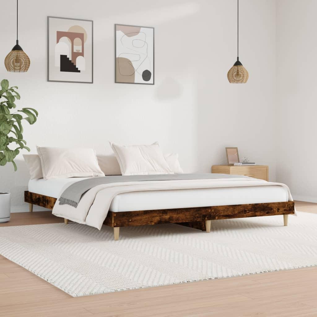Sengeramme 150x200 cm uden madras konstrueret træ røget eg