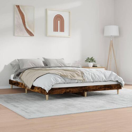 Sengeramme 150x200 cm uden madras konstrueret træ røget eg