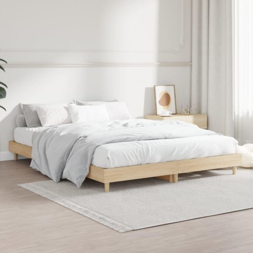 Sengeramme 140x190 cm uden madras konstrueret træ sonoma-eg