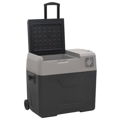 Køleboks med hjul og adapter 30 l polypropylen sort og grå