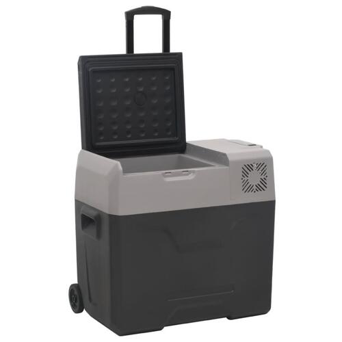 Køleboks med hjul og adapter 50 l polypropylen sort og grå