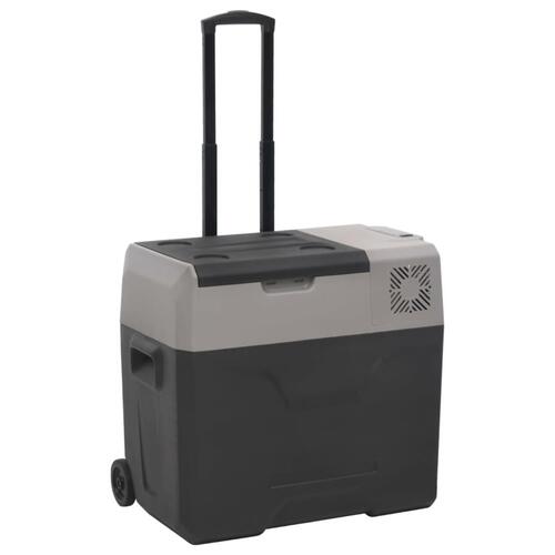 Køleboks med hjul og adapter 50 l polypropylen sort og grå