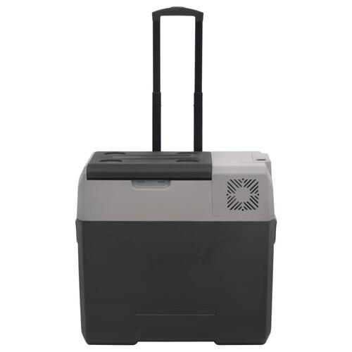 Køleboks med hjul og adapter 50 l polypropylen sort og grå