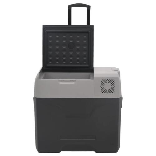 Køleboks med hjul og adapter 50 l polypropylen sort og grå