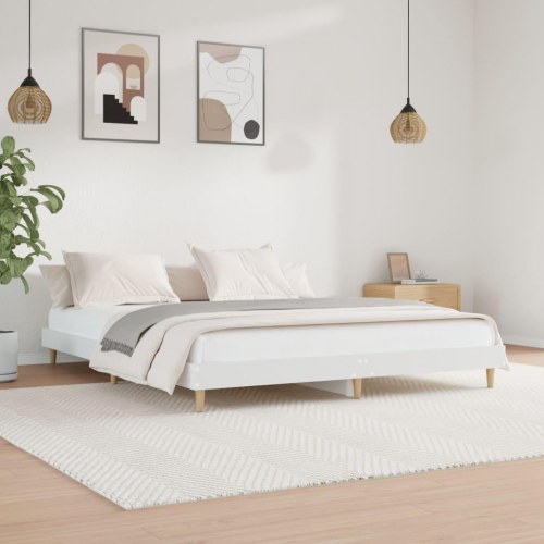 Sengestel 150x200 cm konstrueret træ hvid