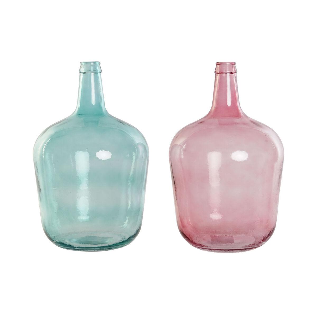 Vase Grøn Pink Hærdet glas 25 x 25 x 40 cm (2 enheder)