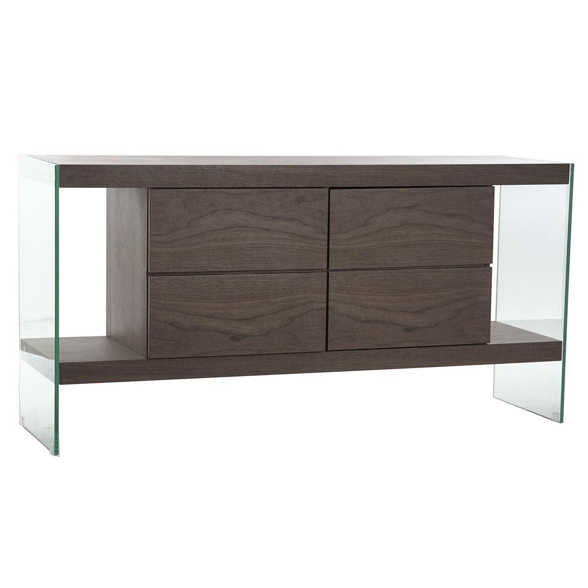 Skænk - brun/transparent, krystal og valnød MDF, 160 × 45 × 80 cm