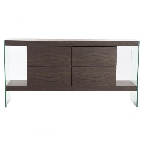 Skænk - brun/transparent, krystal og valnød MDF, 160 × 45 × 80 cm