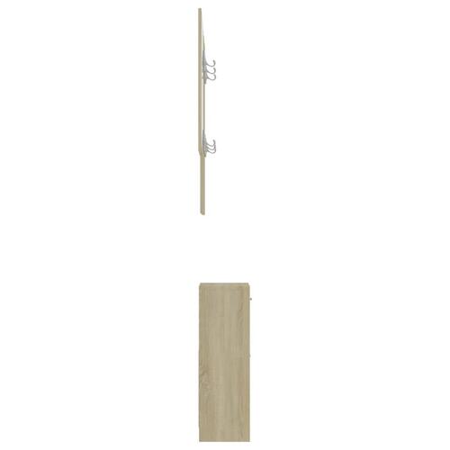 Entrémøbel 100x25x76,5 cm konstrueret træ hvid og sonoma-eg