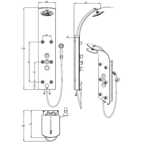 SCHÜTTE brusepanel med termostatarmatur LANZAROTE glas sort
