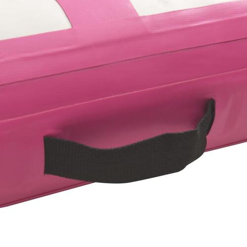 Oppustelig gymnastikmåtte m. pumpe 300x100x15 cm PVC pink