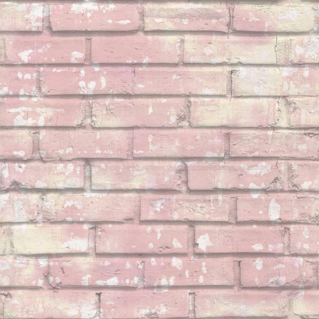 Billede af Urban Friends & Coffee tapet mursten pink og hvid hos Boligcenter.dk
