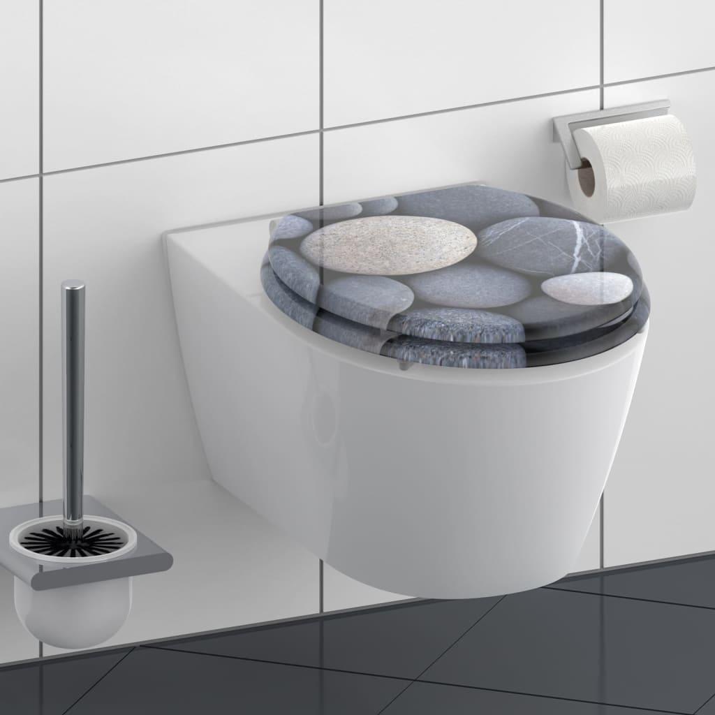 Se SCHÜTTE toiletsæde med soft close-funktion GREY STONE hos Boligcenter.dk