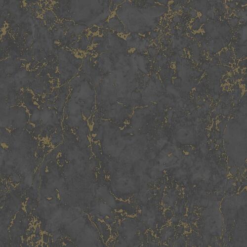 DUTCH WALLCOVERINGS tapet marmor sort og guldfarvet