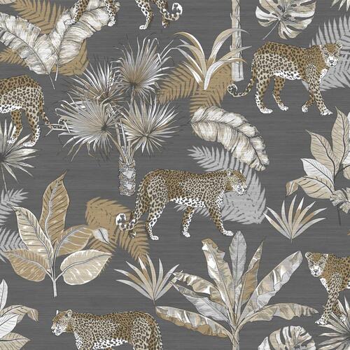 DUTCH WALLCOVERINGS tapet Leopard grå og beige