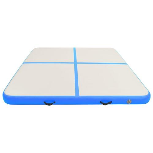 Oppustelig gymnastikmåtte med pumpe 200x200x10 cm PVC blå
