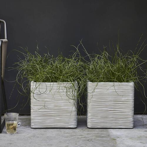 Capi plantekasse Nature Rib 40x40 cm firkantet elfenbensfarvet KOFI903