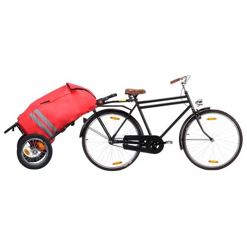 Foldbar cykeltrailer med indkøbstaske rød og sort